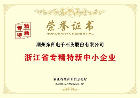 浙江省专精特新中小企业荣誉证书--DKEQ--è stato premiato-il-Specializzato, Sofisticato, Distintivo e Innovativo-Piccola-E-Media-Impresa-Specializzata, Sofisticata, Distintiva e Innovativa